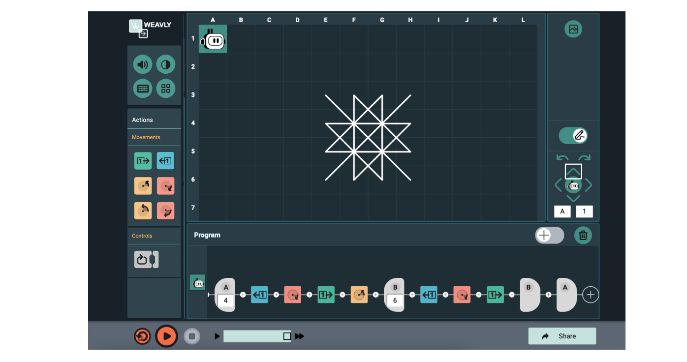 Using loops to draw a stop sign in Weavly